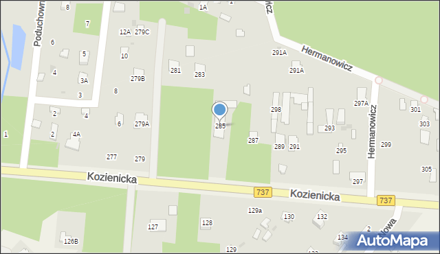 Radom, Kozienicka, 285, mapa Radomia