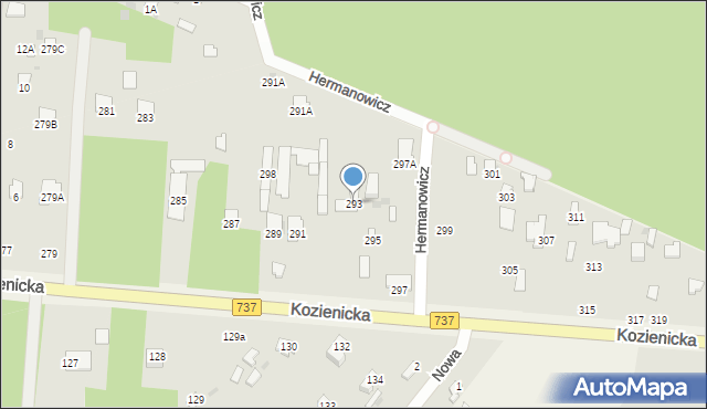 Radom, Kozienicka, 293, mapa Radomia