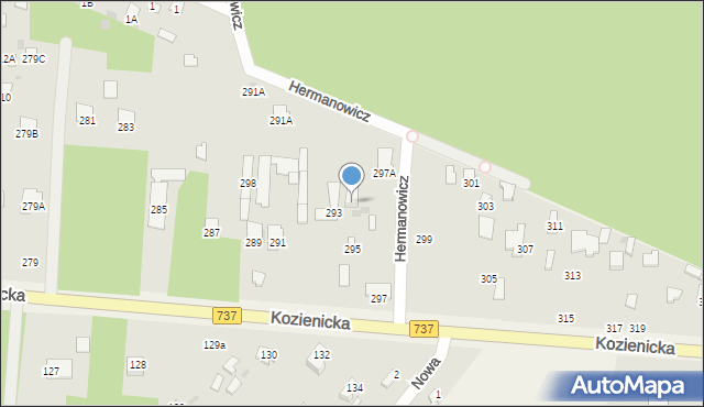 Radom, Kozienicka, 295A, mapa Radomia