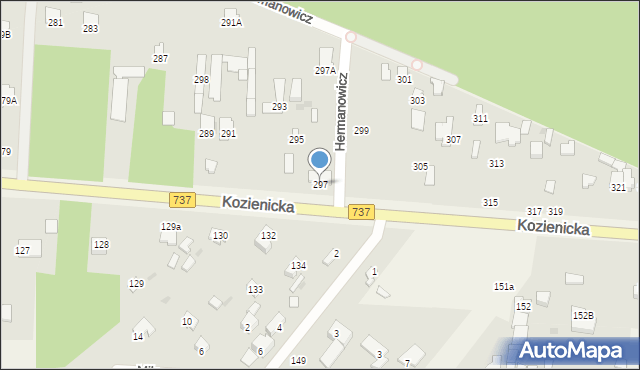 Radom, Kozienicka, 297, mapa Radomia