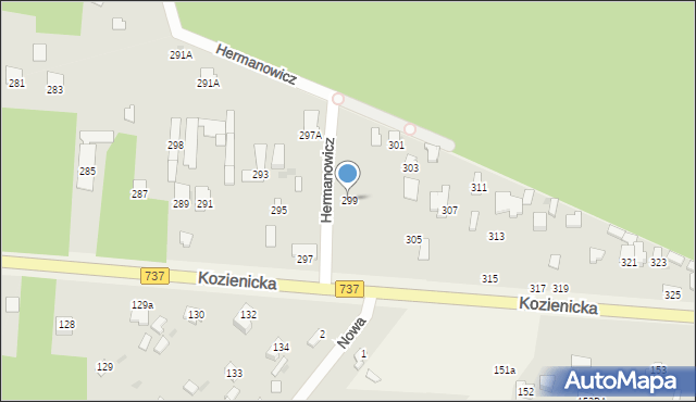 Radom, Kozienicka, 299, mapa Radomia