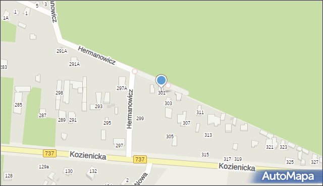 Radom, Kozienicka, 301, mapa Radomia