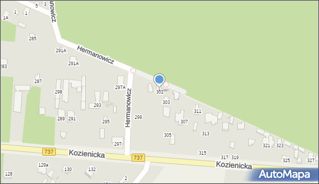 Radom, Kozienicka, 301, mapa Radomia