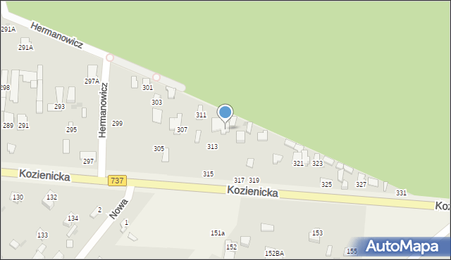 Radom, Kozienicka, 315, mapa Radomia