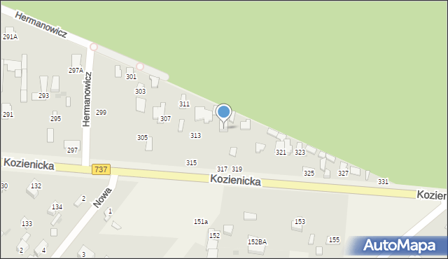 Radom, Kozienicka, 317, mapa Radomia