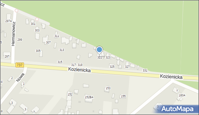 Radom, Kozienicka, 321, mapa Radomia