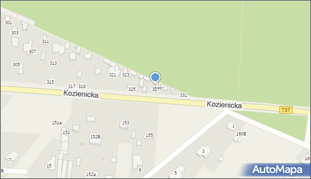 Radom, Kozienicka, 327, mapa Radomia