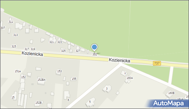 Radom, Kozienicka, 331, mapa Radomia