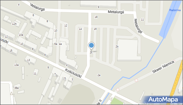 Radomsko, Kościuszki Tadeusza, gen., 2c, mapa Radomsko