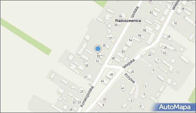 Radoszewnica, Koniecpolska, 33, mapa Radoszewnica