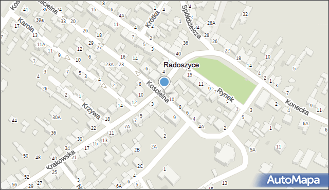 Radoszyce, Kościelna, 12, mapa Radoszyce