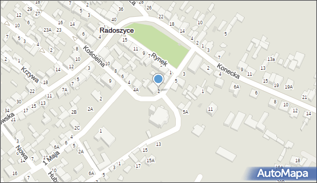 Radoszyce, Kościelna, 2, mapa Radoszyce