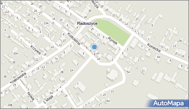 Radoszyce, Kościelna, 4, mapa Radoszyce