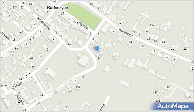 Radoszyce, Kościelna, 7, mapa Radoszyce