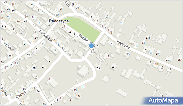Radoszyce, Kościelna, 9A, mapa Radoszyce