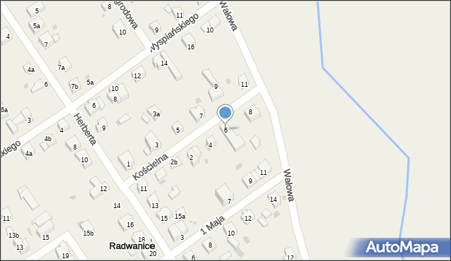 Radwanice, Kościelna, 6, mapa Radwanice