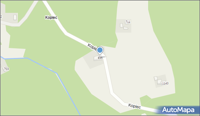 Radziechowy, Kopiec, 835, mapa Radziechowy