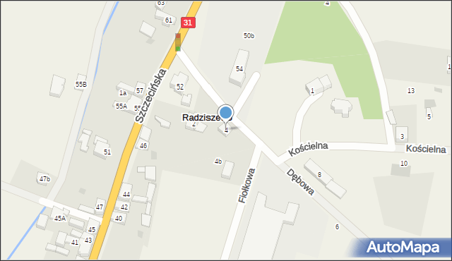 Radziszewo, Kościelna, 4, mapa Radziszewo