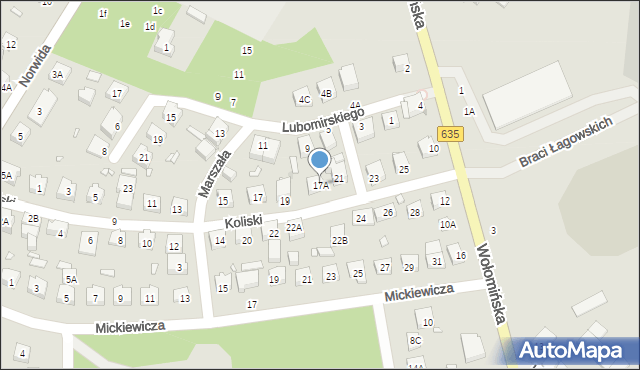 Radzymin, Koliski Tadeusza, dr. mjr., 17A, mapa Radzymin