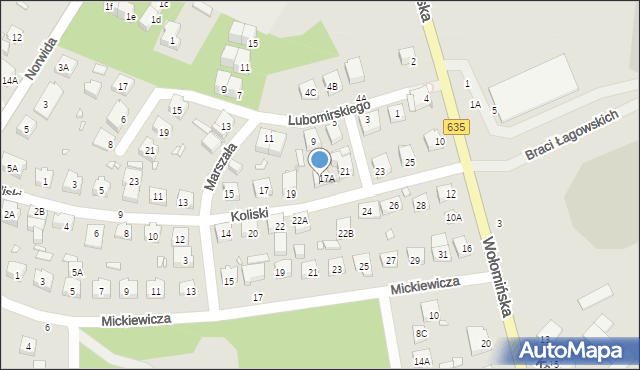 Radzymin, Koliski Tadeusza, dr. mjr., 19A, mapa Radzymin