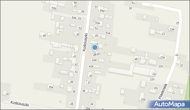 Rędziny, Kościuszki Tadeusza, gen., 45, mapa Rędziny