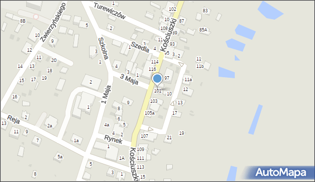 Rejowiec, Kościuszki Tadeusza, gen., 101, mapa Rejowiec