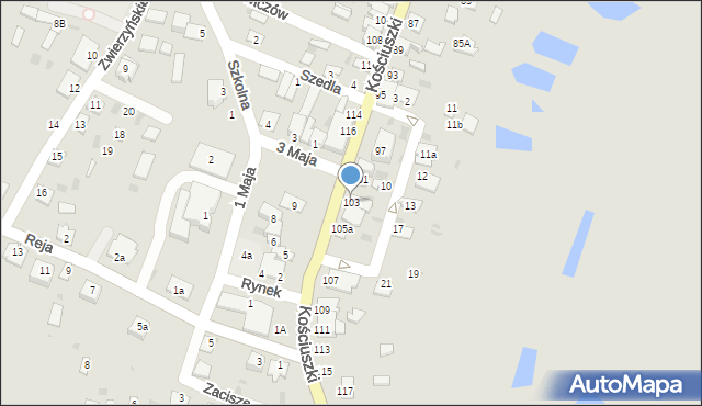 Rejowiec, Kościuszki Tadeusza, gen., 103, mapa Rejowiec