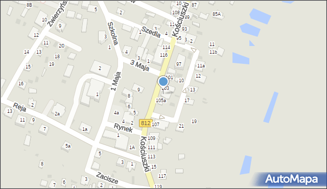 Rejowiec, Kościuszki Tadeusza, gen., 105, mapa Rejowiec