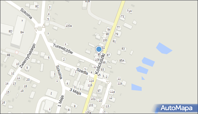 Rejowiec, Kościuszki Tadeusza, gen., 106, mapa Rejowiec