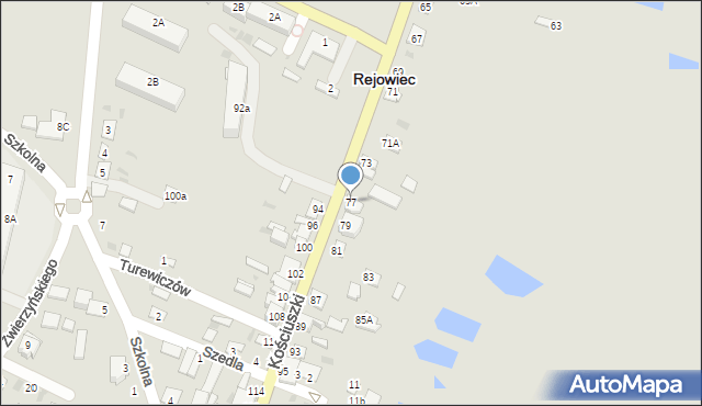 Rejowiec, Kościuszki Tadeusza, gen., 77, mapa Rejowiec