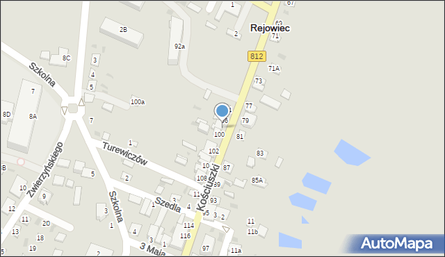 Rejowiec, Kościuszki Tadeusza, gen., 98, mapa Rejowiec