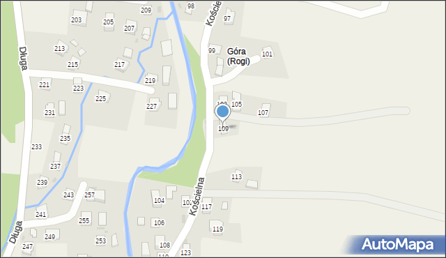 Rogi, Kościelna, 109, mapa Rogi