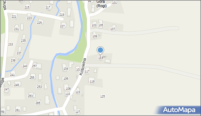 Rogi, Kościelna, 113, mapa Rogi