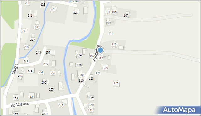 Rogi, Kościelna, 117, mapa Rogi