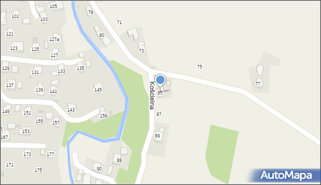 Rogi, Kościelna, 85, mapa Rogi