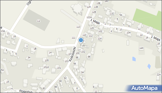 Rogoźnik, Kościuszki Tadeusza, gen., 106, mapa Rogoźnik