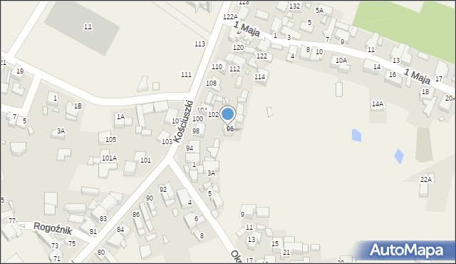 Rogoźnik, Kościuszki Tadeusza, gen., 124, mapa Rogoźnik