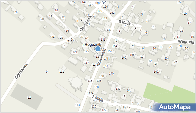 Rogoźnik, Kościuszki Tadeusza, gen., 127, mapa Rogoźnik