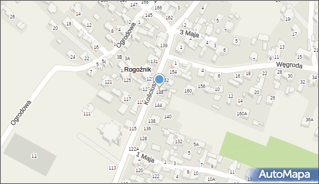 Rogoźnik, Kościuszki Tadeusza, gen., 148, mapa Rogoźnik