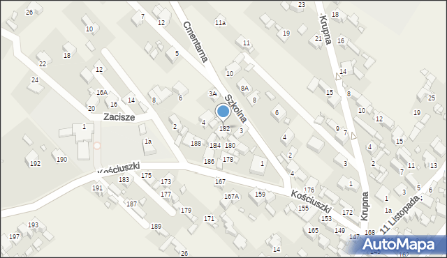 Rogoźnik, Kościuszki Tadeusza, gen., 182, mapa Rogoźnik