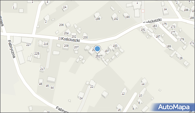 Rogoźnik, Kościuszki Tadeusza, gen., 201, mapa Rogoźnik