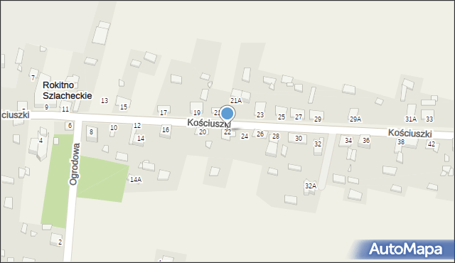 Rokitno Szlacheckie, Kościuszki Tadeusza, gen., 22, mapa Rokitno Szlacheckie