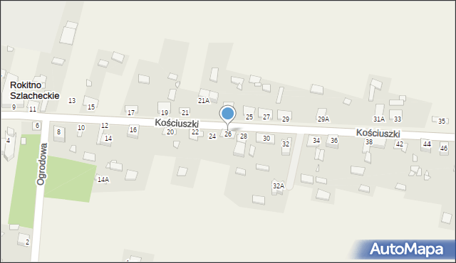 Rokitno Szlacheckie, Kościuszki Tadeusza, gen., 26, mapa Rokitno Szlacheckie