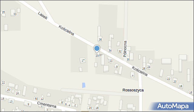 Rossoszyca, Kościelna, 13, mapa Rossoszyca