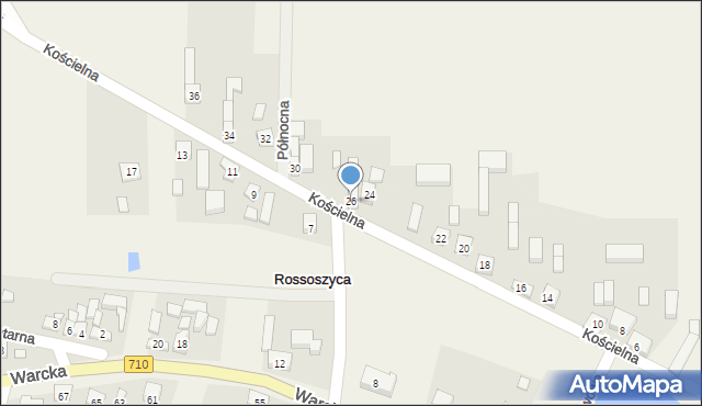 Rossoszyca, Kościelna, 26, mapa Rossoszyca