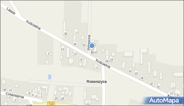 Rossoszyca, Kościelna, 30, mapa Rossoszyca