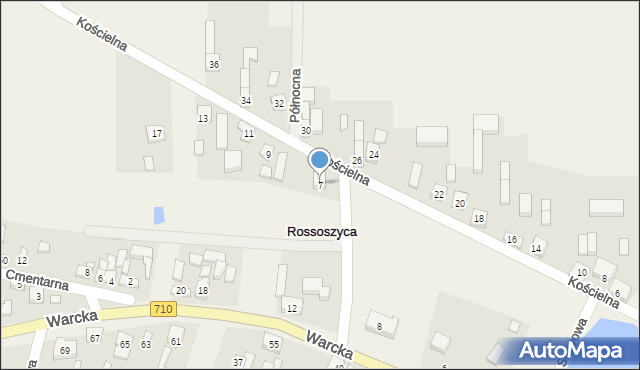 Rossoszyca, Kościelna, 7, mapa Rossoszyca