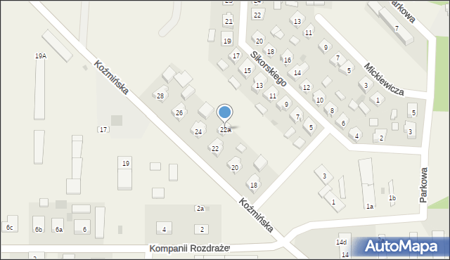 Rozdrażew, Koźmińska, 22a, mapa Rozdrażew