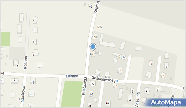 Rożental, Kościuszki Tadeusza, gen., 62, mapa Rożental
