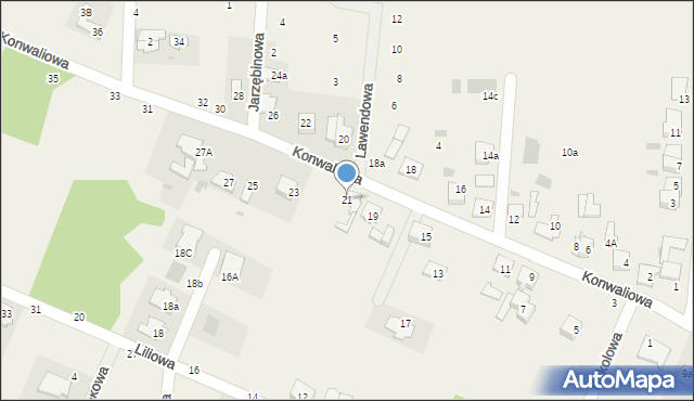 Rożno-Parcele, Konwaliowa, 21, mapa Rożno-Parcele